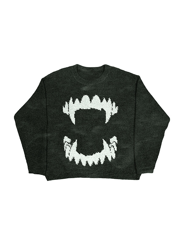 Men's Knit Street Print Loose Sweater-1