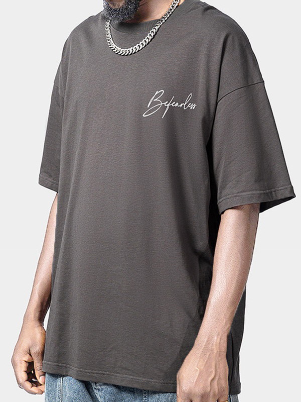 Men's American Style Letter Print Short Sleeve Tee-1