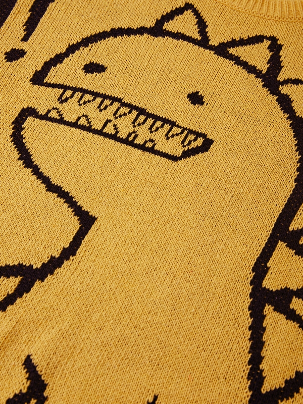 Men's Cartoon Dinosaur Pullover Sweater-4