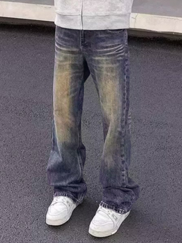 Men's Vintage Blue Ombre Straight Leg Jeans-3