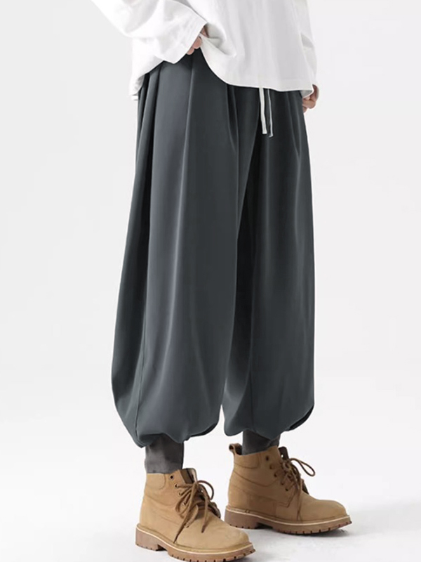 Men's Solid Bound Feet Sweatpants-3