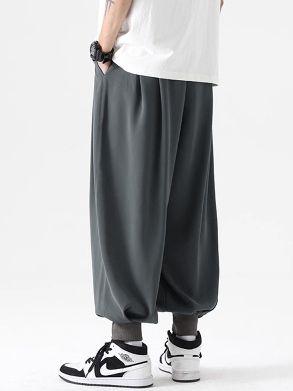Men's Solid Bound Feet Sweatpants-1