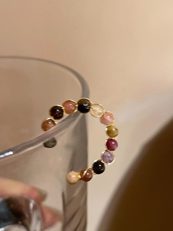 Vintage Simple Tourmaline Open Ring-4